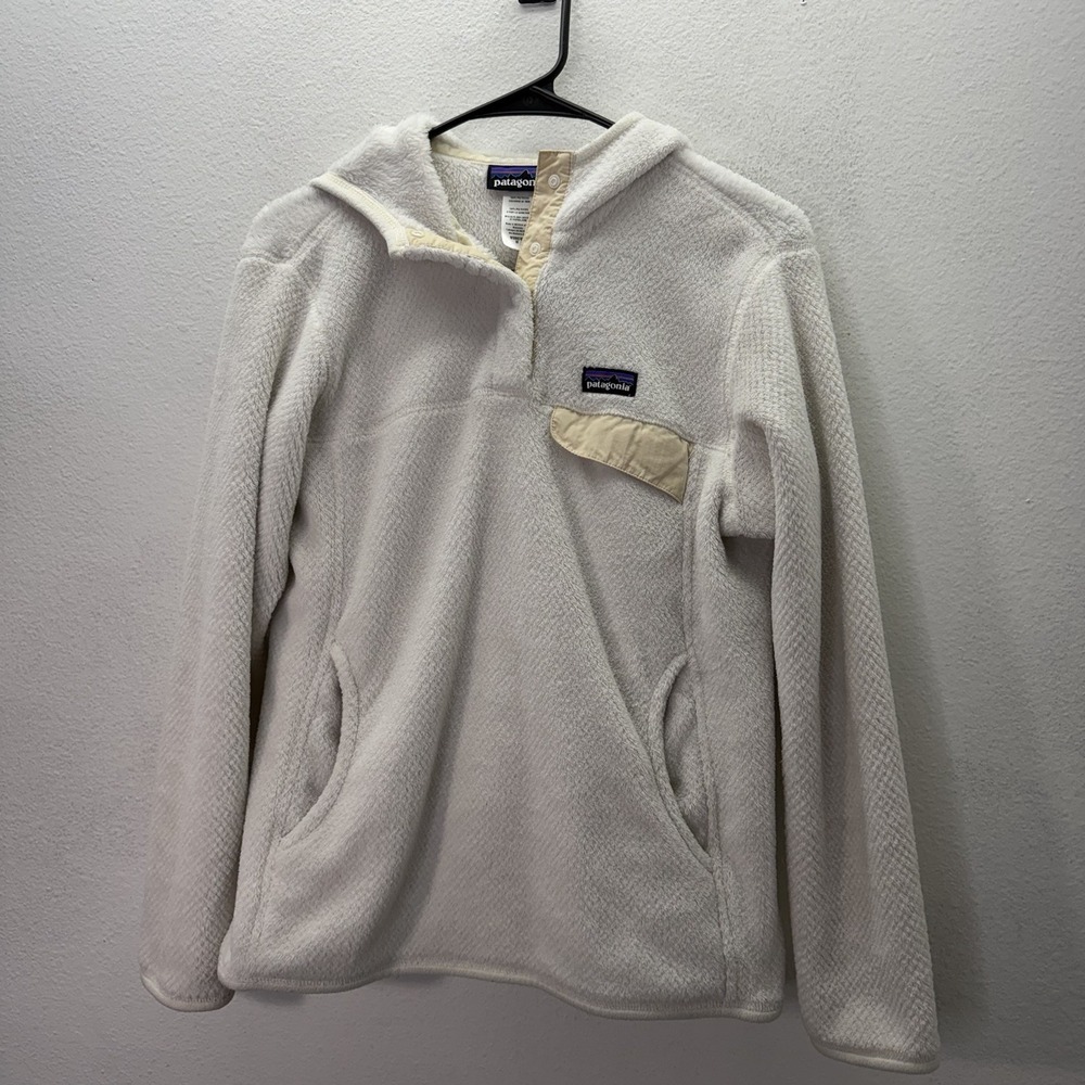 Patagonia Retool Women's M White Snap-T Pullover Fleece Sweater Sweatshirt